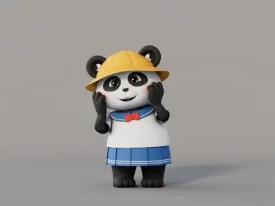 Rigged Cartoon Panda 3D model