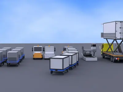 Car Plane Container Pack 070519 Low-poly 3D model