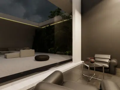 Modern Minimalist Outdoor Lounge Scene  3D model