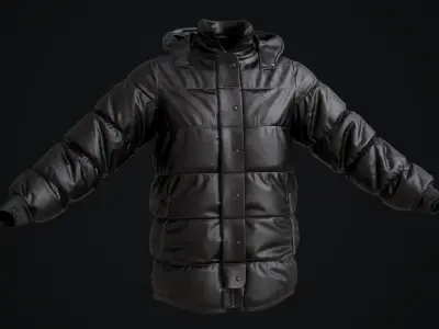Black winter jacket Low-poly 3D model