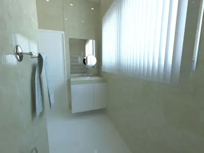 Narrow bathroom design for offices 3D model