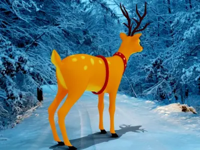 Cartoon Deer unity package Low-poly 3D model