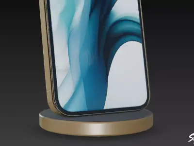 Smartphone on Wireless Charger Low-poly 3D model