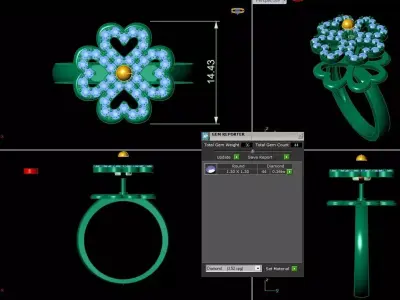ring and pendant heart turn 3D print model
