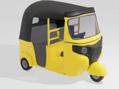 Modern three-wheel tuktuk taxi  bajaj re 3D model Low-poly 3D model
