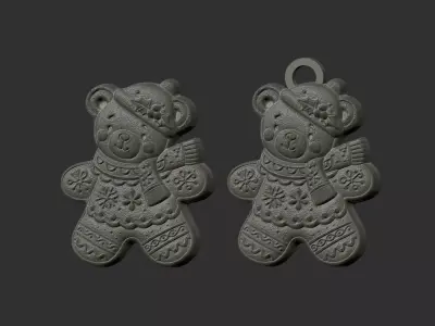 christmas teddy cookie style model 3D print model