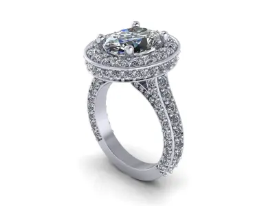 Halo Oval Wedding Ring 3D print model