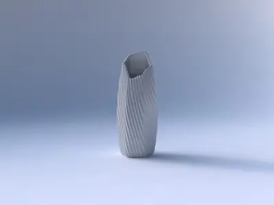 Vase bent hexagon with extruded vertical lines 2 3D print model