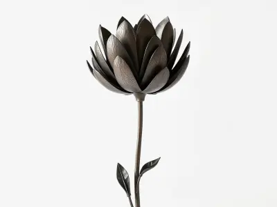 Stylized Metal Flower Sculpture Model Pack Low-poly 3D model