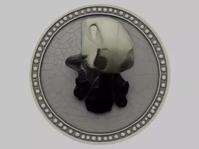 Xenomorph Head Coin Low-poly 3D model