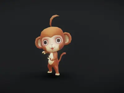 Cute Monkey Full Animation 1177 frames Cute Monkey Low-poly 3D model