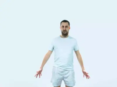 Portrait 09M Animated Rigged Sports Man Low-poly 3D model