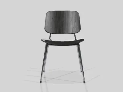 Soborg Metal Base Chair-Black lacquered and Black Steel Low-poly 3D model
