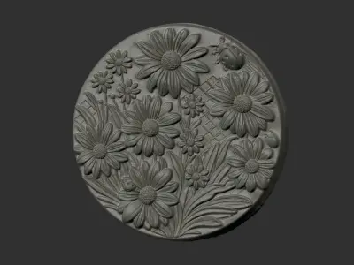 flowerwalldecor roundframe 3D print model