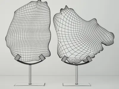 Petrified Wood Slices On Stand 3D model