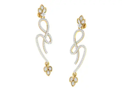Women Drop Earrings 3dm STL OBJ FBX Renders Details 3D print model purchase