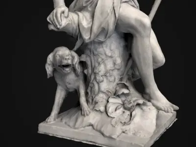 Chasseur Statue Low-poly 3D model