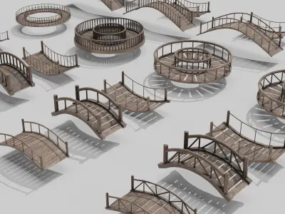 Low-Poly Bridge Pack 24 Low-poly 3D model