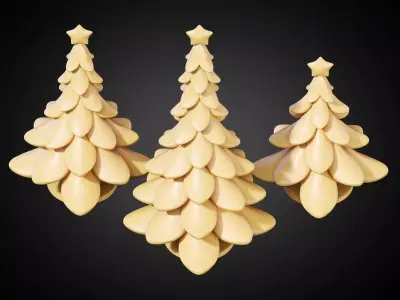 Stylized Christmas Tree Set 01 3D print model