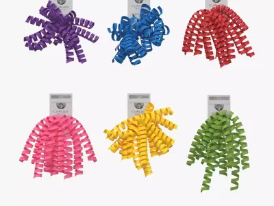 Jillson Roberts 6 Count Self Adhesive Gift Wrap Curly Bows 3D model