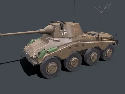 Sd Kfz 234 Puma PBR Low-poly 3D model