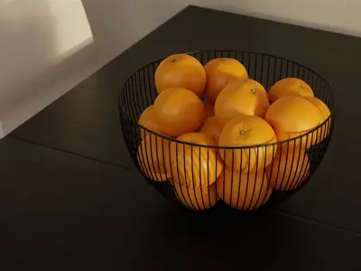 Fruit bowl with Oranges 3D model