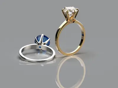 Engagement gemstone ring Tiffany style 3D printable model FREE Free 3D print model
