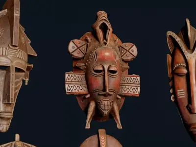 African Decor Masks 3D Model Collection