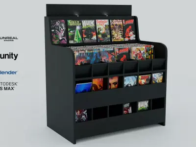 Comic Book Wood Rack 3D model
