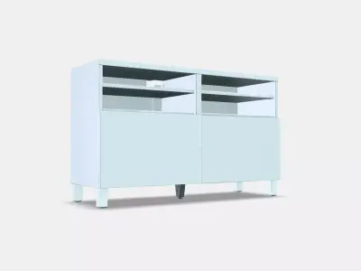 BESTA TV bench with doors 15 Low-poly 3D model