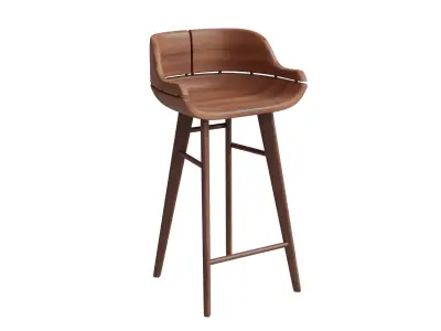 Walnut Counter Stool Low-poly 3D model