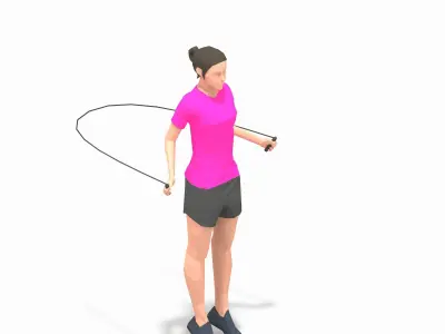 Jumping Ropes  Exercise Woman Animation Low-poly 3D model