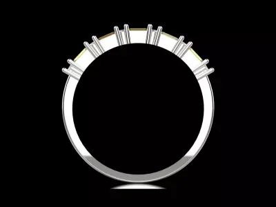 White Gold Diamond and Yellow Ruby STL 3D Ring Model jr00190 3D print model