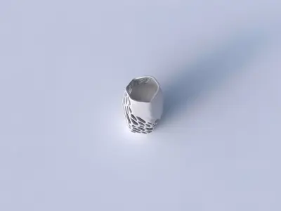 Vase arc hexagon with organic lattice half solid 3D print model