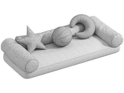 Sofa and Docorative Pillows 3D model