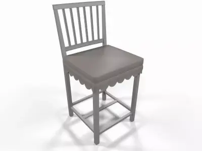 White wooden chair 3D model