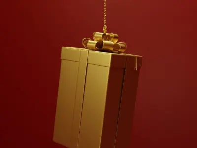 Gift Box Golden 3D - 02 3D model