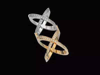 double cross ring  X-shaped Marfend jewelry 3D print model