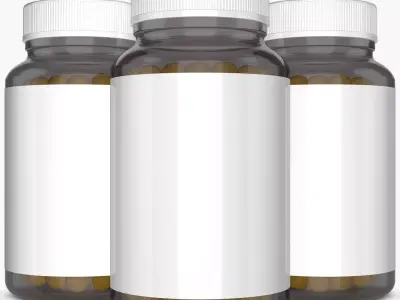 Bottle 3D Model mockup of empty pill bottles 3D model