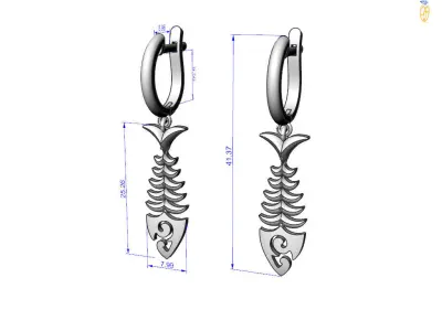 Fish Skeleton Earring 3D print model