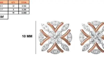 Women Diamond Earrings STL FBX JCD Details 3D print model