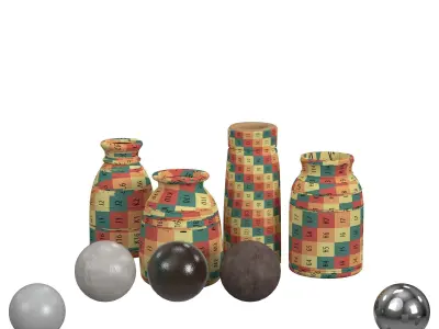 Indian wood vessel collection 3D model