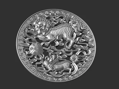 lions playing 3D print model