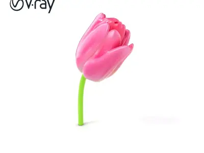 Pink Tulip Light Gradient Petals model pack Low-poly 3D model