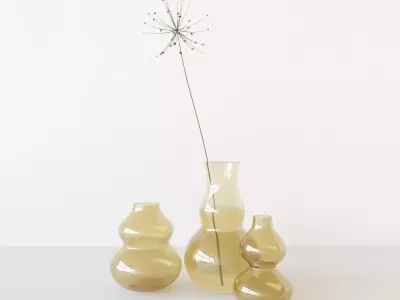 vase dry lilly set 3D model