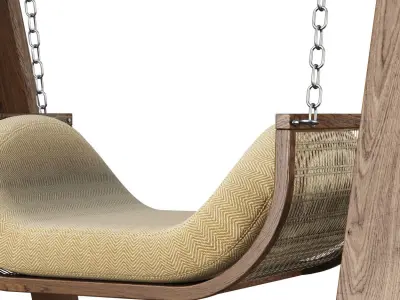 Noa wooden rattan garden swing NR71 by Bpoint Design  3D model