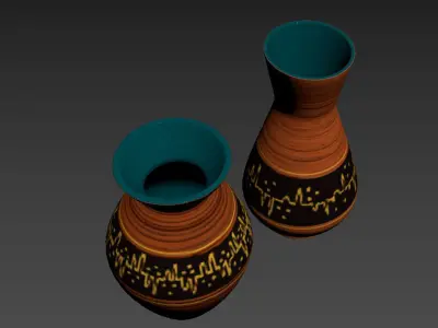 Set of 2 Ceramic Pottery Vase Heinz Siery Carstens Tonnieshof 3D model