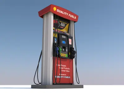 3 Fuel Gas Pump Station - Game Ready Low Poly  Low-poly 3D model