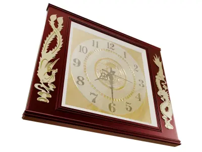 Classic Wood Clock 3D model