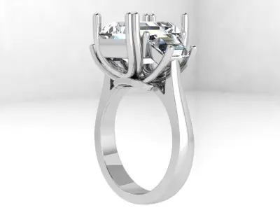 3 Stone Emerald Ring 4521 3D print model